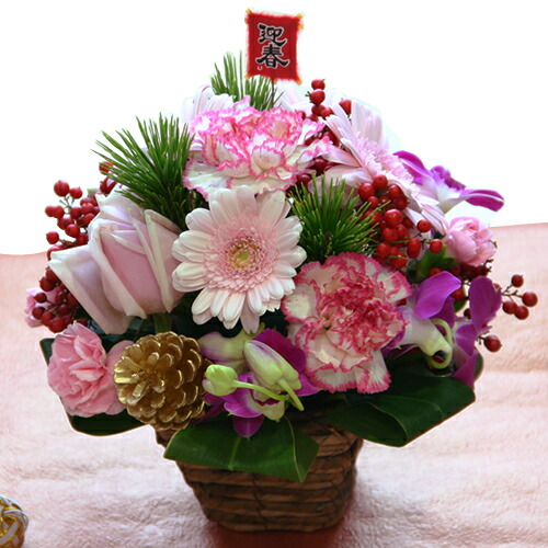 送料無料 正月飾り 生花 正月花 迎春のお正月限定 四方見の洋風フラワーアレンジメント Harmony Educaps Com Br