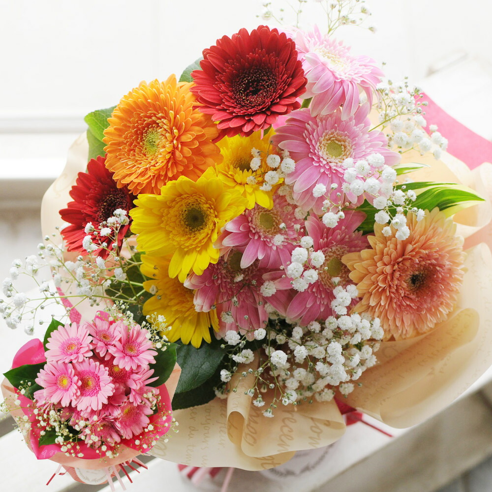 花 合格祝 卒業祝 入学祝 就職祝 退職祝 花束 プレゼント 誕生日 お祝い 結婚記念日 お見舞い 転勤 退職 退院 送料無料 即日発送 エーデルワイス 翌日 明日 急ぎ 明日着 配送 届け 宅配 そのまま飾れる不思議なブーケ ガーベラのブーケ