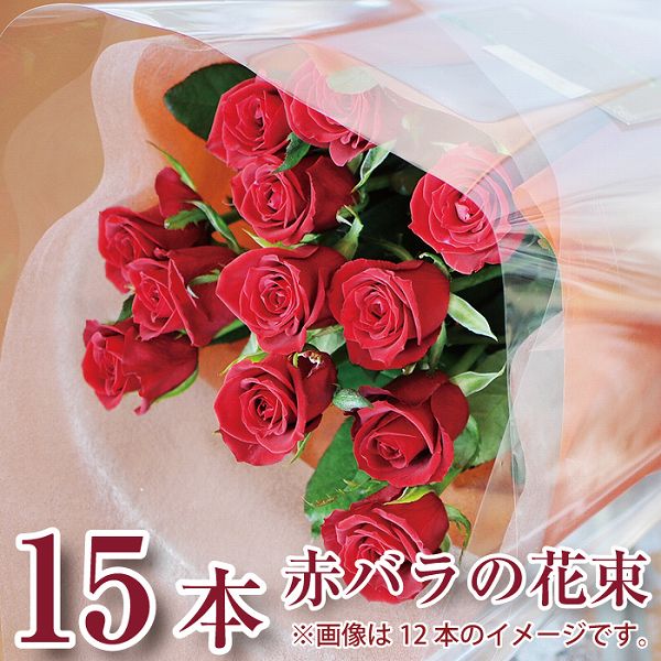 プロポーズ 誕生日 記念日 ギフト 赤バラ15本の花束 薔薇 ローズ 贈る 花 プレゼント 花ギフト 送料無料