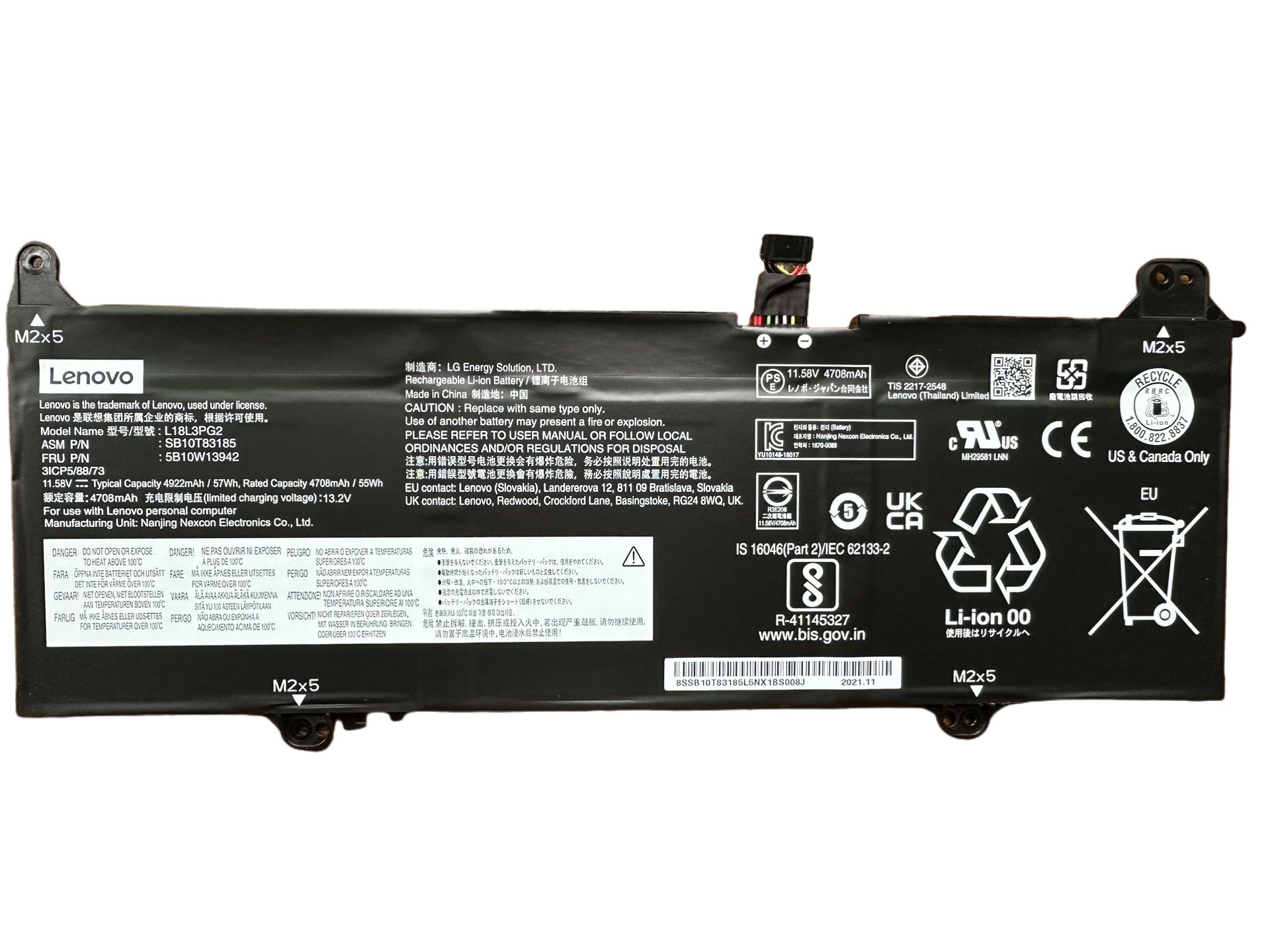 完全無欠新品 Lenovo 14W Chromebook S345-14AST  蓄電池 11.58V 57Wh L18D3PG2 L18L3PG2 L18M3PG2