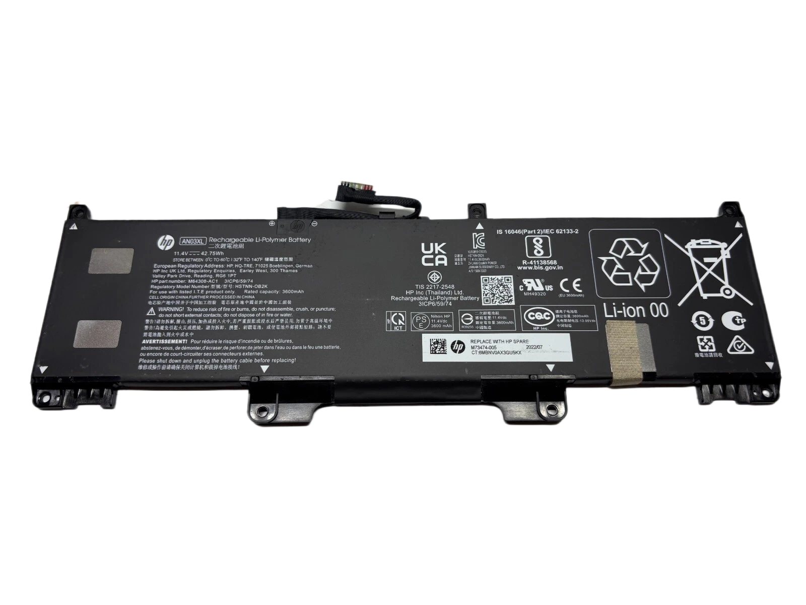 新品 HP Pro x360 Fortis 11 G9/G10/G11  続きもの 用 内蔵バッテリ容器に並べる 11.4V 42.75Wh  AN03XL