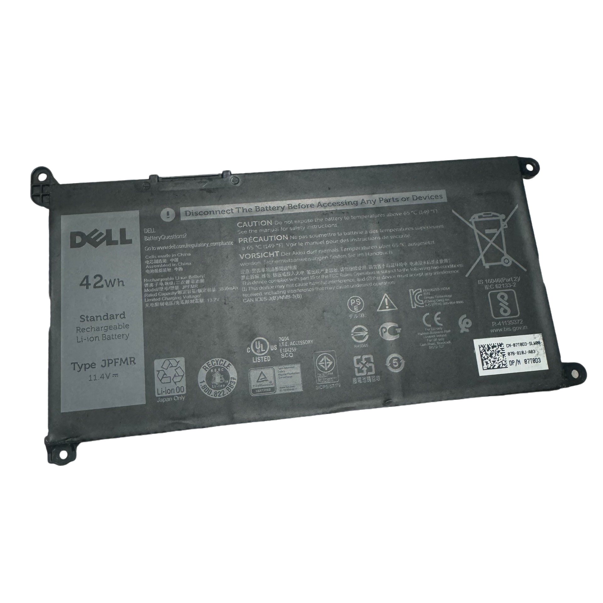新品 完全無欠 DELL  Chromebook 3100 3400 Inspiron 14 5488 5493 5593 内蔵蓄電池 11.4V 42Wh  JPFMR