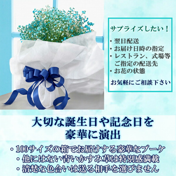 父の日 青い かすみ草 ブーケ プレゼント 花束 誕生日 花 カスミソウ かすみそう ブルー 青 生花 送料無料 ギフト 女性 女友達 母 お祝い 送別会 入学祝い 卒業祝い 結婚記念日 出産祝い かわいい 男性 虹色 お供え ホワイトデー レインボー レインボーかすみ草 カスミ草