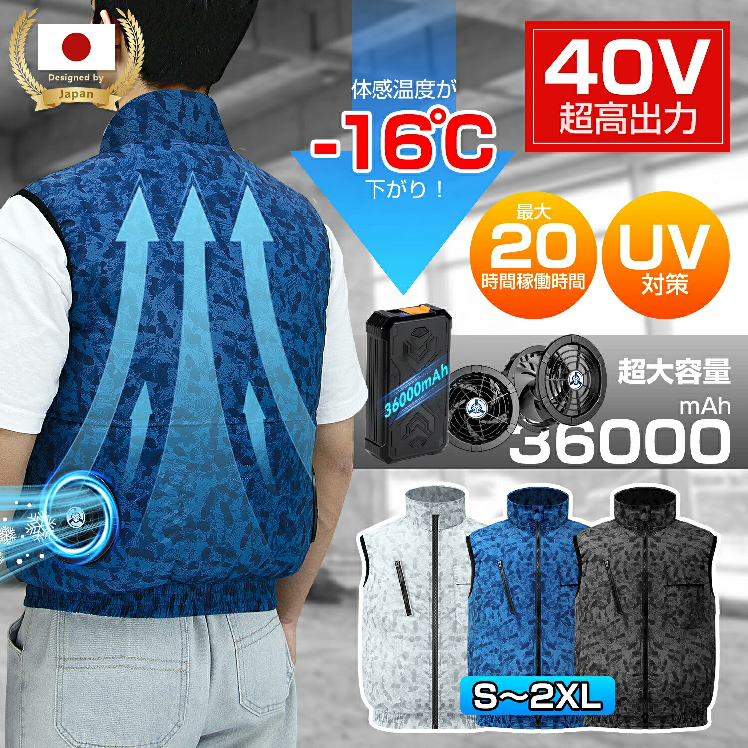 ＼百貨店大売り出し押さえる尖んがり5倍／【意気ごみ症打つ手/UV撥ねのける】Sumeriy 冷房装置やり方服 気違い付き添い人 冷やかすより良い 40V超高最終生産物 36000mAh大静電容量 20第四次元年代順の継続動く 4段風量 USB給電式 室外やり方/ゴルフ相応う 日本語明らかにする書