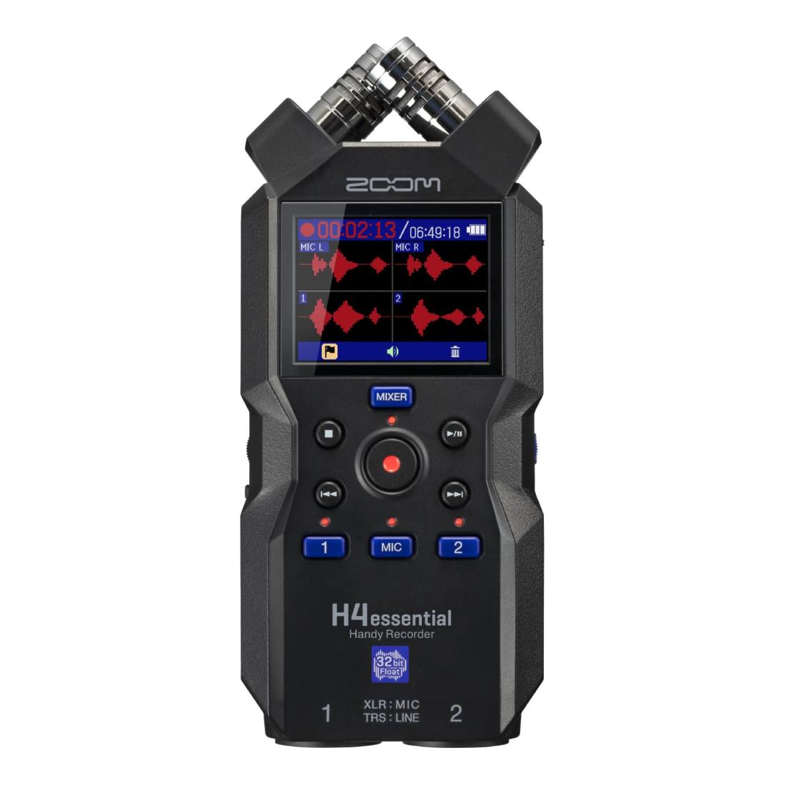 ZOOM ズーム H4essential ハンディレコーダー ブラック 黒 32bitフロート4トラック仕様タイムコード ポッドキャスト 楽器演奏 ASMR インタビュー アクセシビリティ機能