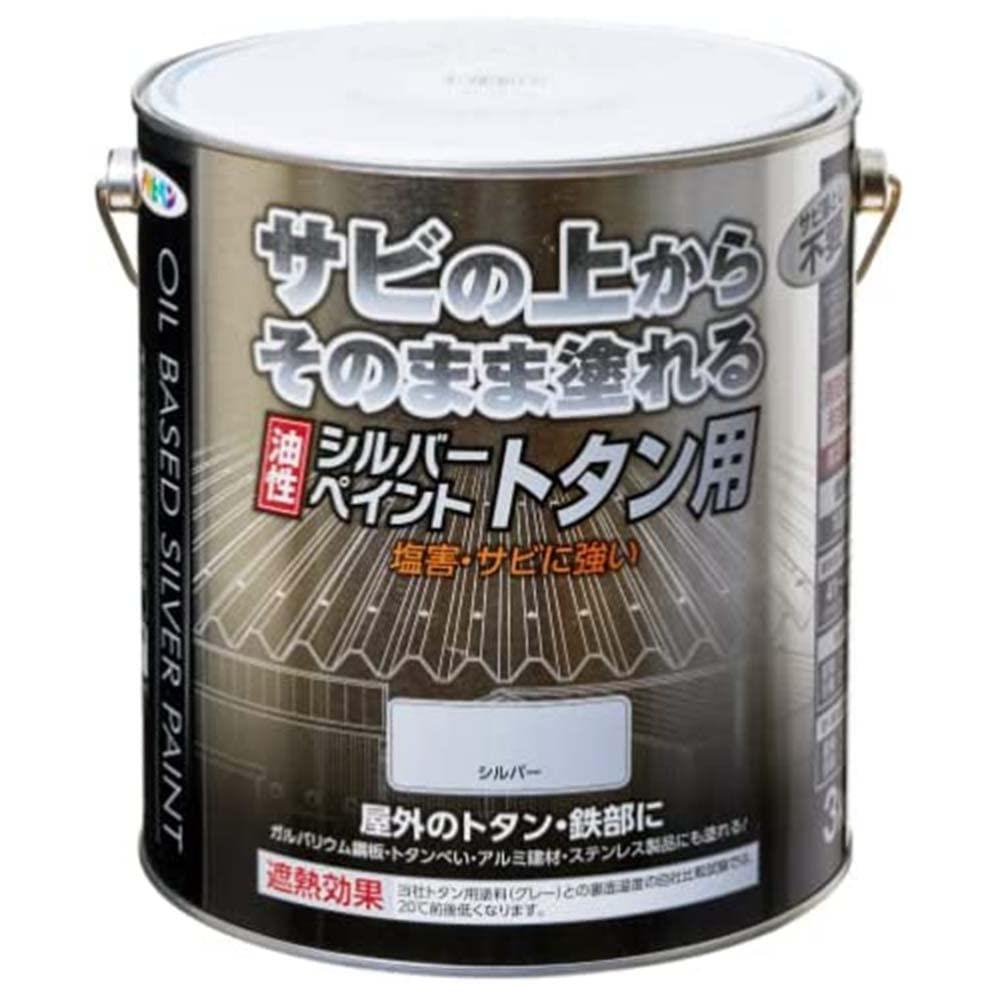 アサヒペン 塗料 ペンキ 油性シルバーペイント トタン用 3kg シルバー 油性 トタン 屋根塗料 サビの上からそのまま塗れる ツヤあり 銀光沢 1回塗り 遮熱効果 非危険物(消防法上) 日本製 7,207円