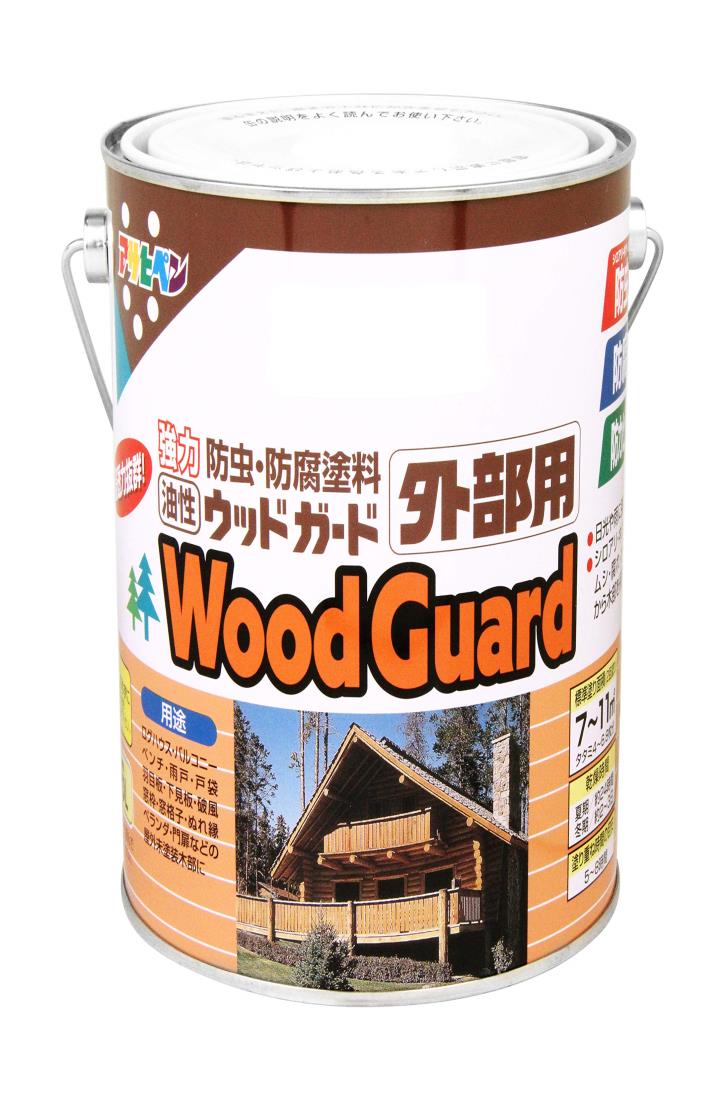 アサヒペン 塗料 ペンキ 油性 ウッドガード 外部用 1.6L コロラドグリーン 油性 木部用 屋外木部の保護 艶消し ステイン仕上げ 耐光性 耐水性 防カビ 防虫 防腐 日本製