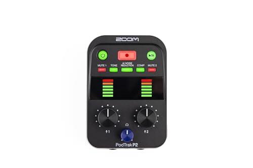 ZOOM ズーム P2 ポッドキャストレコーダー ブラック 手のひらサイズ AIノイズリダクション機能搭載 配信 USBマイク用レコーダー 2つのUSBマイク入力と2つのヘッドフォン出力対応|hanamaru01店