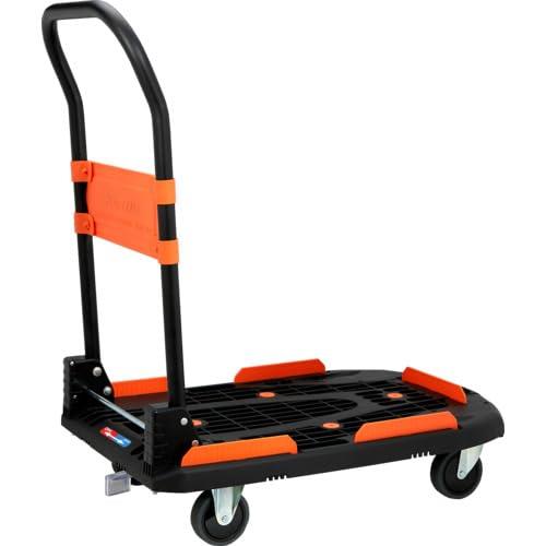 トラスコ中山(TRUSCO) 新型カルティオ 樹脂 台車 ストッパー付き 黒 軽量 自重7.3Kg 折り畳み 780X490 MPK-780-BK