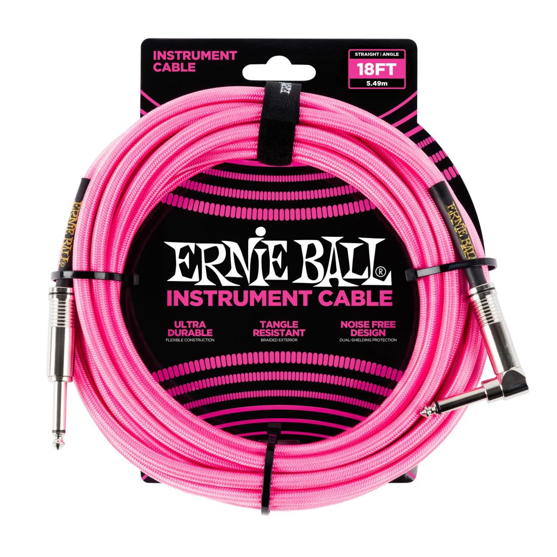 【正規品】 ERNIE BALL 6083 楽器用シールドケーブル 18フィート BRAIDED INSTRUMENT CABLE 5.49m ネオン・ピンク 4,561円
