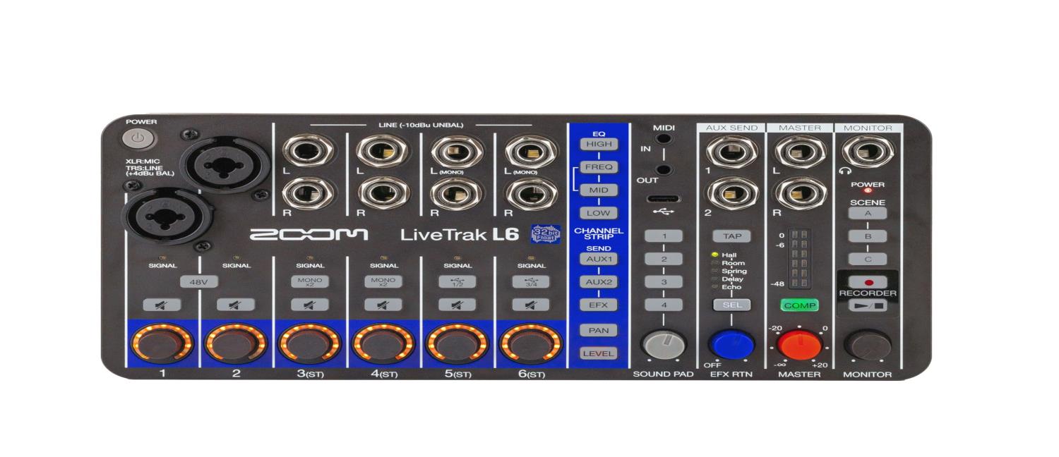 ZOOM ズーム L6 デジタルミキサーレコーダー ミキサーオーディオ 10チャンネル仕様 32bitフロート対応 コンパクト 動画配信 宅録 DTM 幅23cm/奥行き11cm ライブトラックレコーディング