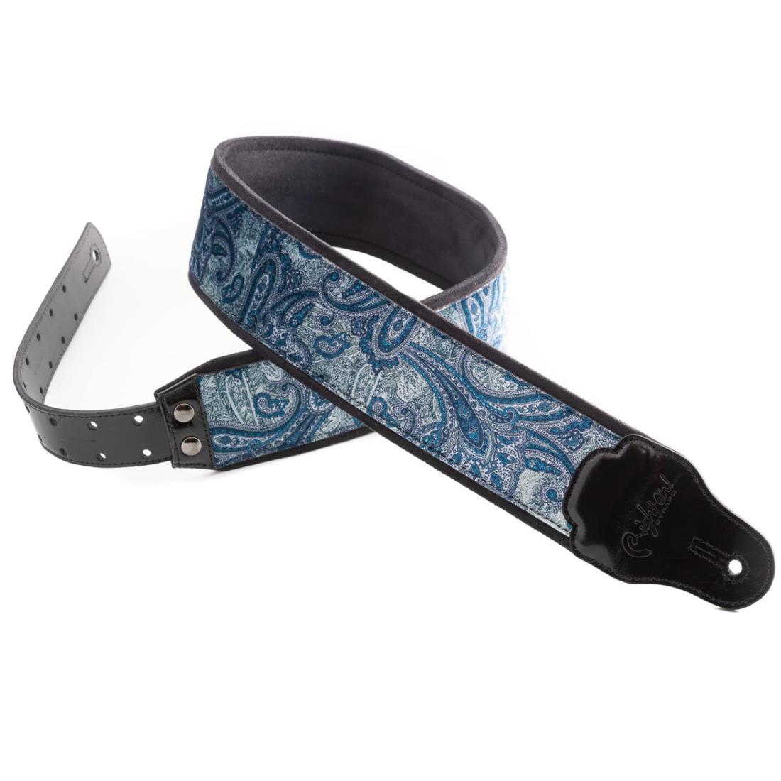 RightOn! STRAPS (ライトオン ストラップス) ギターストラップ 幅 7cm、長さ 95~150cm J-PAISLEY VELVET BLUE｜hanamaru01店 11,906円