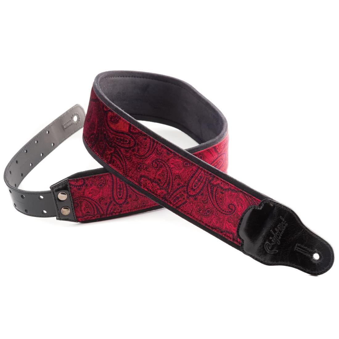 RightOn! STRAPS (ライトオン ストラップス) ギターストラップ 幅 7cm、長さ 95~150cm J-PAISLEY VELVET RED|hanamaru01店