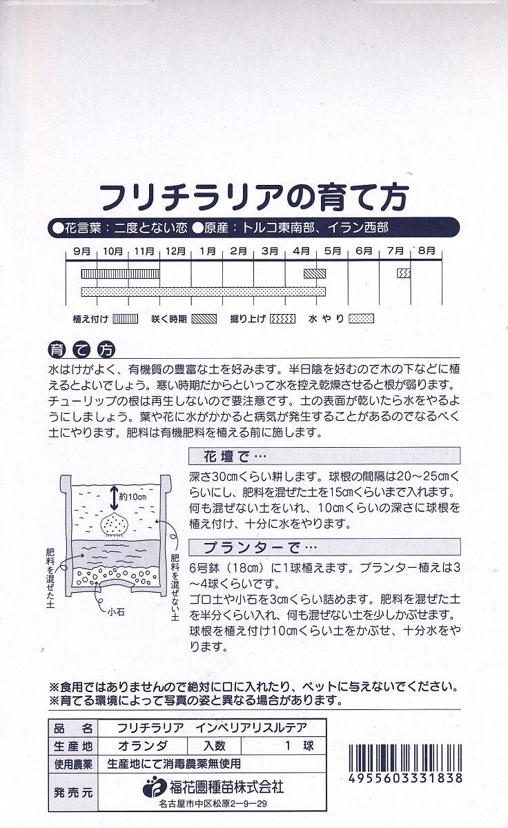 楽天市場 秋植え球根 フリチラリアインペリアリスルテア１球 福花園種苗 花まるマーケット