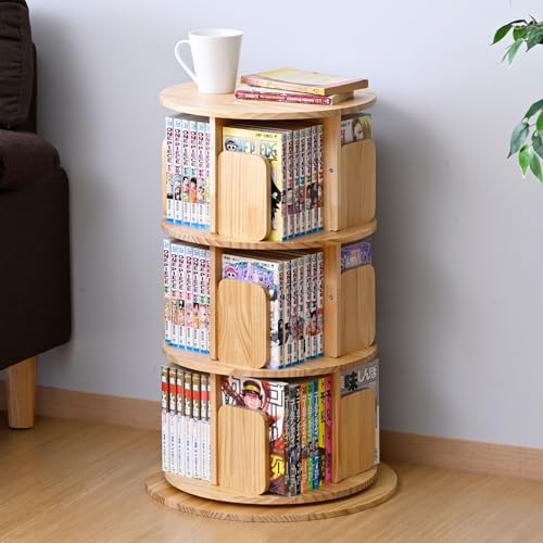 楽天市場】【P5倍 12/26 9:59迄】 本棚 回転式 コミックラック 木製 3