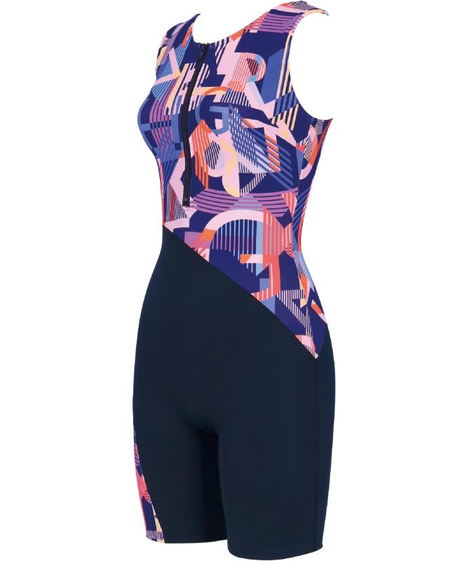 Wacoal Swim Wear (ワコール スイムウェア) 水着オールインワン 3.5分丈 体型カバー部位【せなか】 フィットネス Qサイズまで対応 大きいサイズ SWR460レディース|はなまるショップ