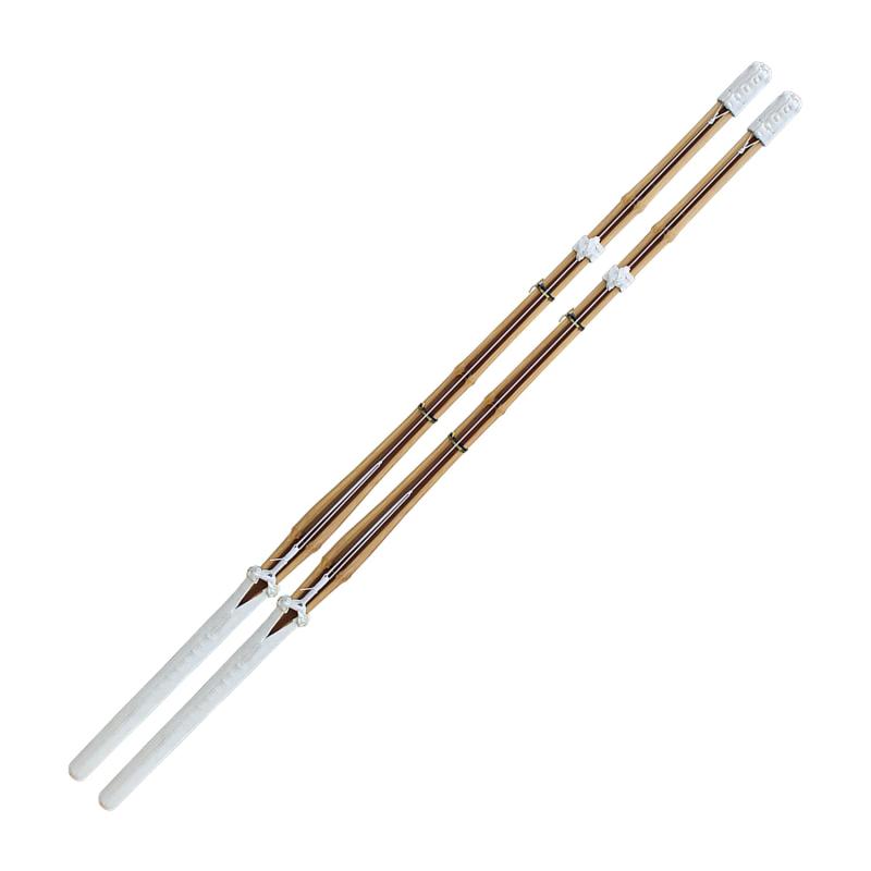 竹刀 燻製風 茶革編込み 吟柄風仕組完成品 真竹 2本1組セット 3.7尺 中学生男子用
