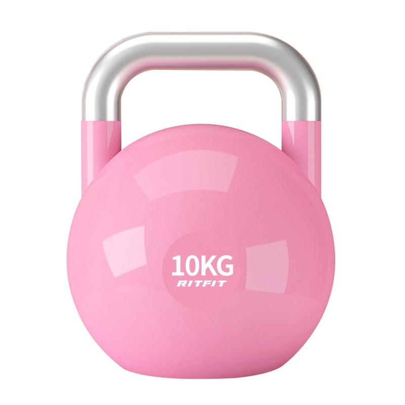 RITFIT ケトルベル ピンク色 4/6/8/10/12KG カラービニールコーティング 頑丈耐用 有酸素運動 背筋 上腕二頭筋 体幹強化 本格競技用ケトルベル