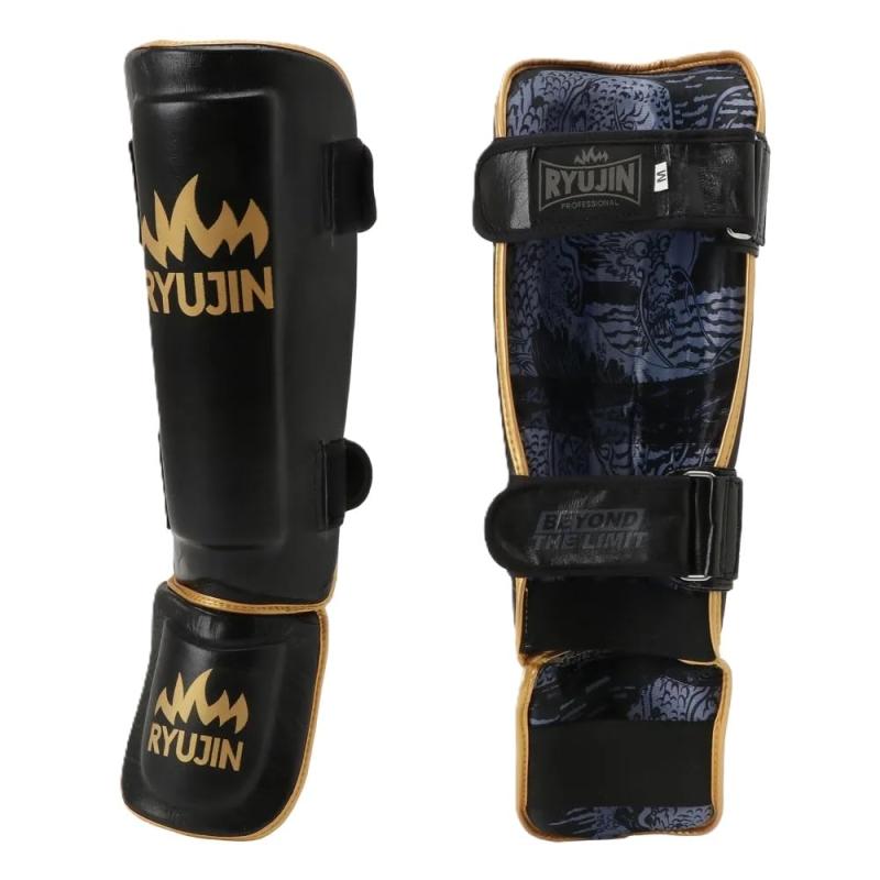 RYUJIN 本革 PRO シン差し固める レガース //キックボクシング スパーリング シン差し固める レガース レッグガード (Large) スポーツ・アウトドア-その他