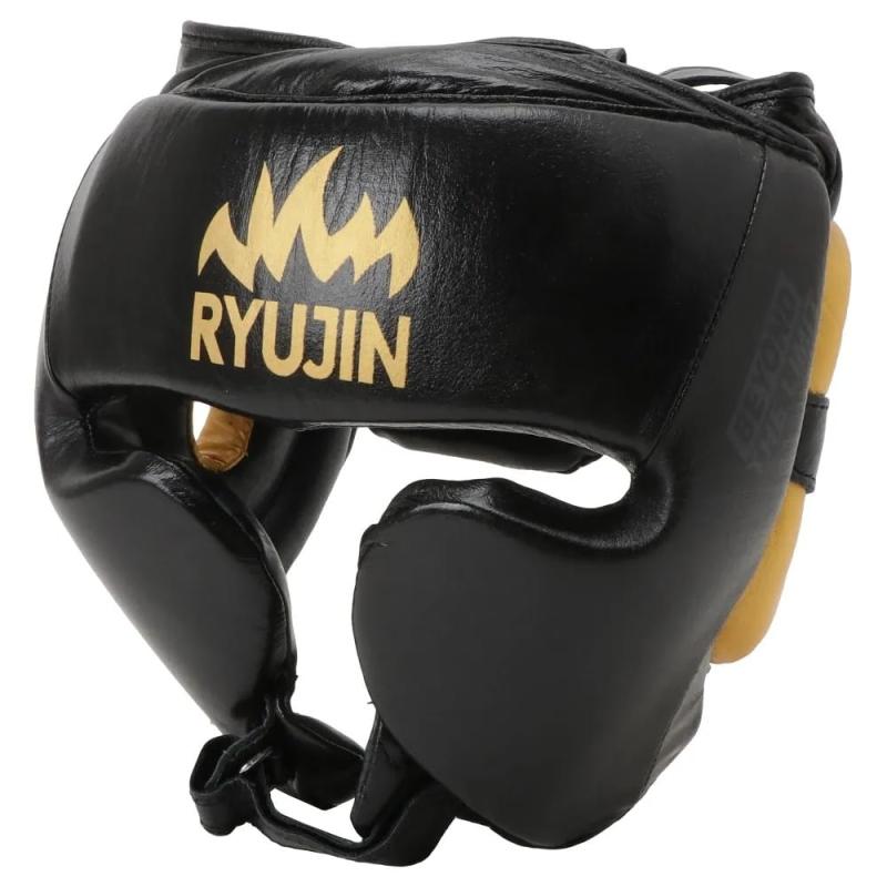 RYUJIN 本革 ニュー PRO スパーリングヘッドギア（神通力磁気テープ式）//ボクシング 頭顱かばい立て 頭顱歯車 スパーリング (Large/X-Large)