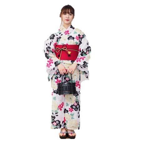 女性浴衣 2点セット ゆかた+半幅帯 レトロ (花柄6(KSK-1010))