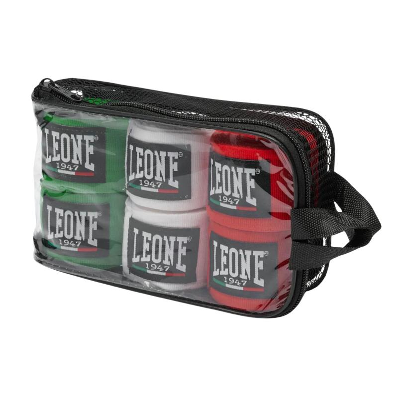 LEONE 1947 ボクシング バンテージ イタリアンカラー ３Pパック [ HANDS WRAPS PACK ] 伸縮タイプ 面ファスナー留め ノーマルサイズ (全長 3.5 m) グリーン/ホワイト/レッド AB705P 【正規品】