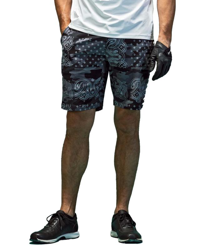 [LUXEAKMPLUS] ゴルフ二分の一ズボン下 ゴルフ サイドロゴベンチレーションハーフパンツ メンズ