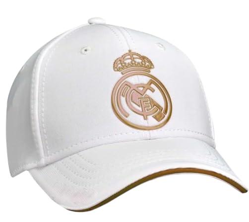 [Real Madrid] レアルマドリード 公式的 鳥打ち帽 旗がしら 白いこと ゴールド Crest Logo Cap - White [並行輸入品]