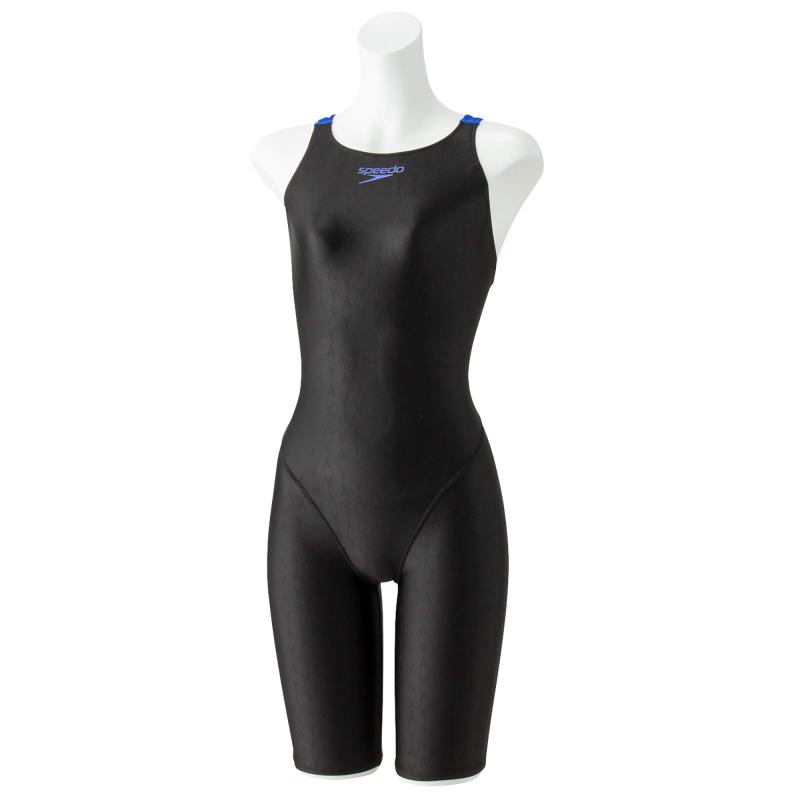 Speedo(素早さ) 競泳水泳着 FLEXΣII Junior Semi Openback Kneeskin II フレックスシグマツーセミオープンバックジュニアニースキン II 水浴び ガールズ SCG12050F ブラック/レッド-ブラック/マジェンタ2