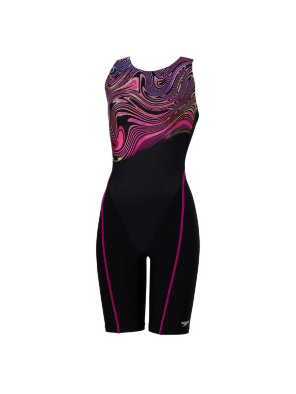 Speedo(スピード) 【フィットネス用】 レディース Aqua Lava Loosen Kneeskin アクアラバルースンニースキン SFW12568 ニースキン/オールインワン水着 はっ水 ストレッチ 4分丈|はなまるショップ