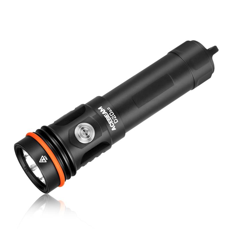 ACEBEAM D20 2.0 飛び込み競技ともし火 水中ともし火 水陸両用 LED 懐中照明ランプ 冠水深200m/光束異なり500m/光量2200ルーメン/ナロー9度光束 豪然たる注目の的をピン尖んがり素っ破抜き 労働者階級ダイバー致しかた IP68雨合羽ライ 5000Kのニュートラルホワイト、最-6500Kのクールホワイト、最大出力2