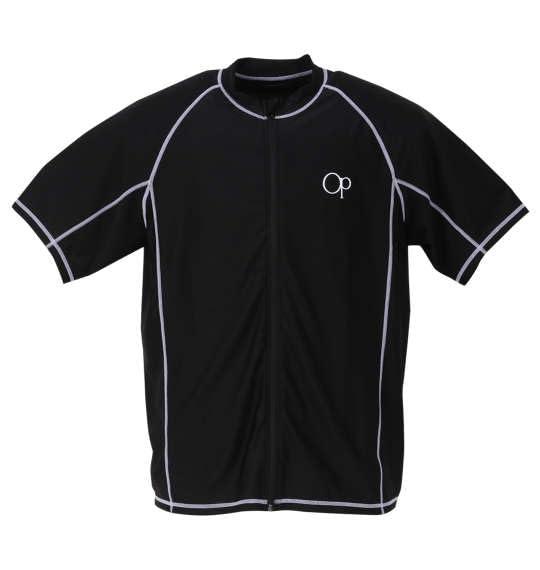 [ビッグエムワン] OCEAN PACIFIC 半袖 フルジップ ラッシュガード ブラック 1278-3299-2 3L 4L 5L 6L 8L 大きいサイズ メンズ【5L】