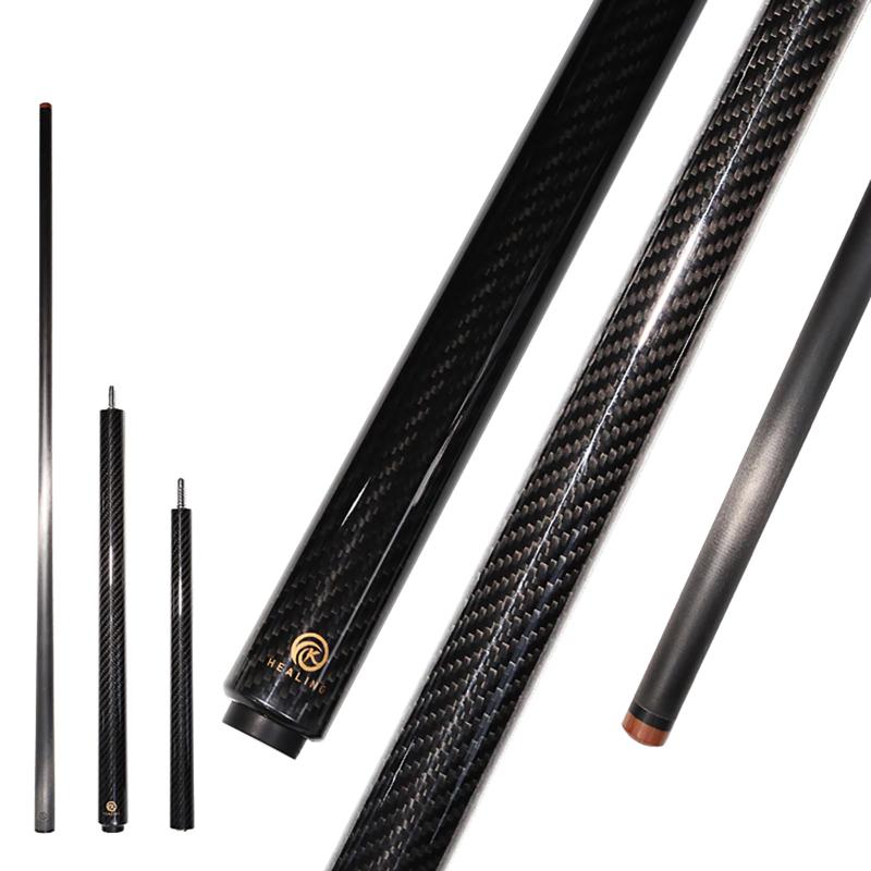 KHEALING ビリヤード キュー カーボン 黒電木皮頭 PVC+黒電木先角 T 700カーボンファイバー 58インチ ビリヤード用品 1/3ジョイント ハンドメイド 真っ直ぐ 適球類/黒八、九球 20-22オンス 収納ケー
