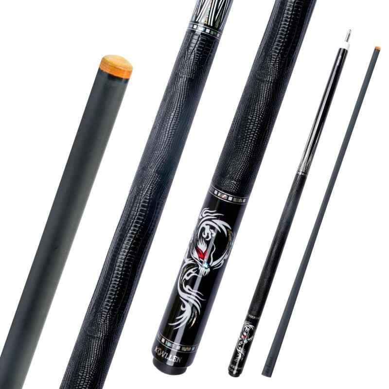 KONLLEN カーボンファイバープールキュー Low Deflection シャフト プロテーパー設計 エボニーインレイ 11.8mm / 12.5mm 調整式ウェイトシステム 競技向け 高精度