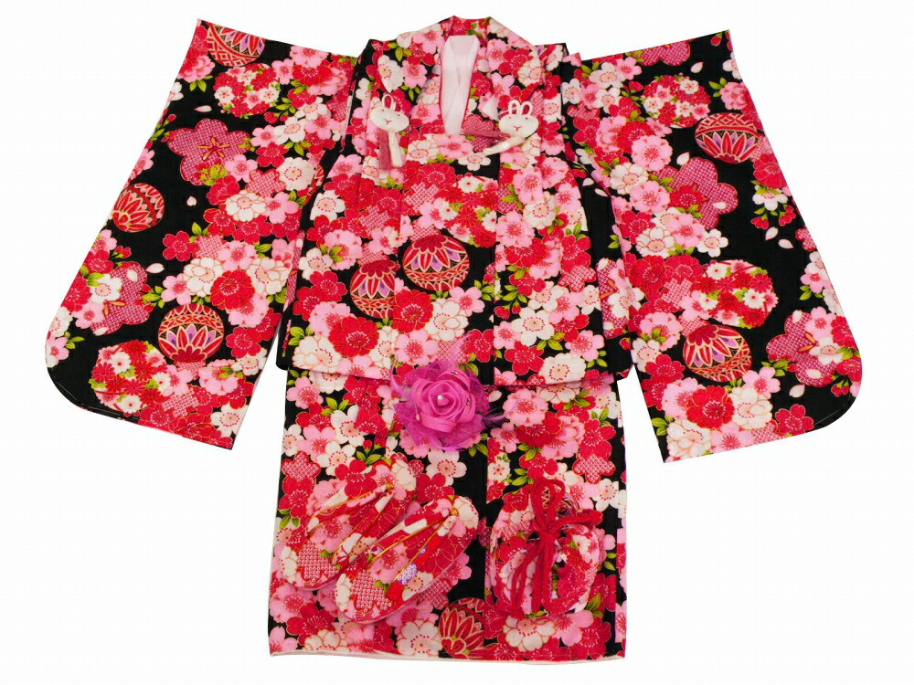 楽天市場】絞り柄 疋田柄 七五三着物 3歳女の子 被布コートセット 8点