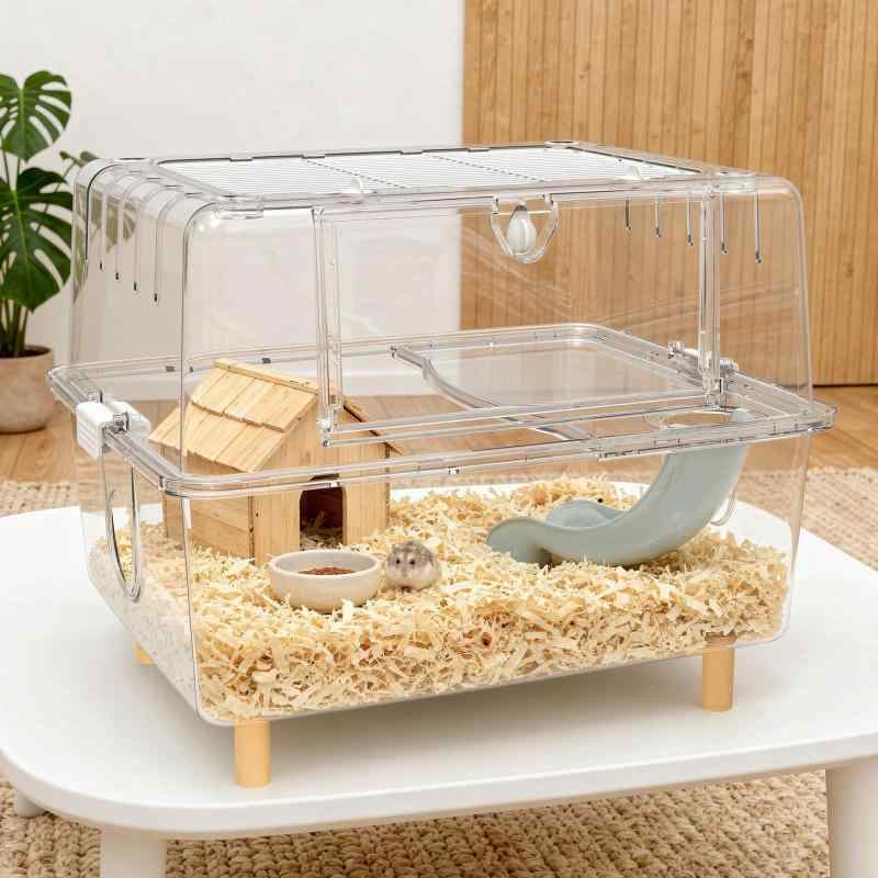Ruexueの大型ハムスター伏せ篭、ハムスターの二階建て大離宮,物のみごとにに澄み切ったで視認性が好意をもって、奥ふかさがあり、耐摩耗性と耐噛み性があり、風通しと通気性があり、お取りつくろうが飾り気のないで、ハムスター、