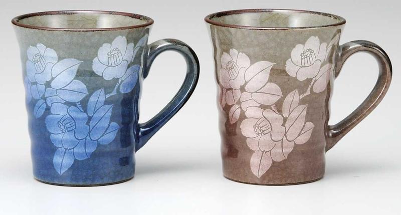 九谷焼 瀬戸もの 有りの実 カップ 銀彩山茶花 AK4-0955