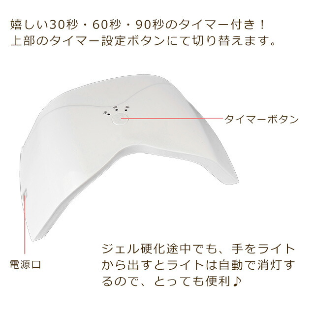 楽天市場 新入荷 コンパクトサイズ ネイル用 Led Uvライト 32w Led Uv両方対応 30秒 60秒 90秒タイマー付 Hananail