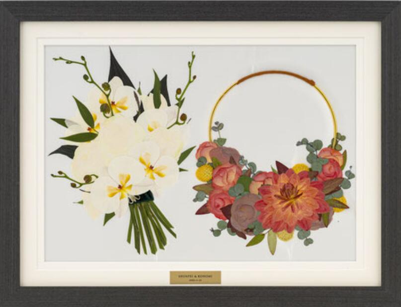 押し花49額装　ミュシャの台紙にデザインしました 生徒k様押し花アート作品 ミュシャ台紙に 組み立てた薔薇をたくさん