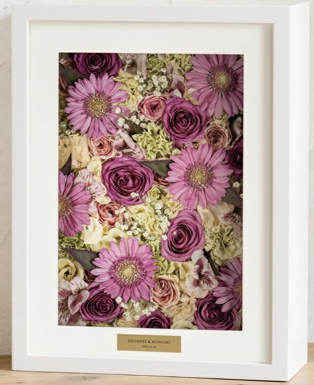 楽天市場】キューブMサイズナチュラルウッド3D立体額 ブーケ加工