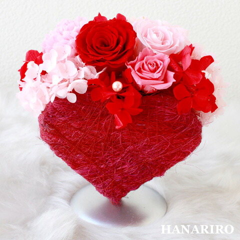 12時まで受付中【プリティーハート】 プリザーブドフラワー お祝い 赤 結婚祝い 結婚記念日 その他記念日 開店祝い ハート型 誕生日祝い ギフト 送料無料 プレゼント 花 贈り物 ブリザードフラワ－ お花 プリザ