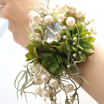 期間限定送料無料 楽天市場 送料無料 春 夏 ウエディング 多肉 と パール の リストレット 造花 ウエディング 海外挙式 リゾートウエディング ２次会 パーティー カッコイイ おしゃれ フラワーアクセサリー プレ花嫁 Hanasakie ブーケ 造花商品 気質アップ