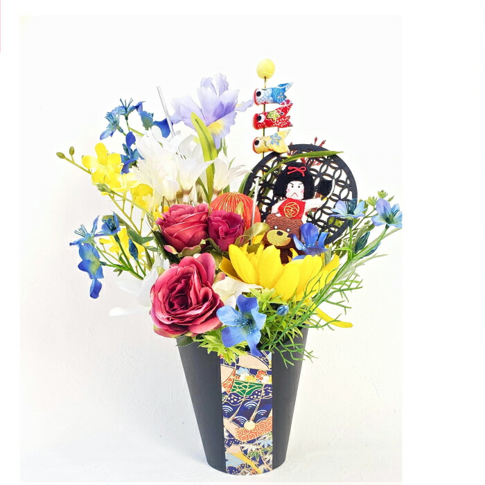 楽天市場 端午の節句 鯉のぼり クマに乗った金太郎のアレンジメント 子供の日 菖蒲 アレンジ 鯉のぼり 造花 フェイク 飾り 置物 インテリア ギフト 花菖蒲 玄関 和 こども こどもの日 子ども アイリス ちりめん 青 バラ こいのぼり 置き物 フラワーアレンジメント