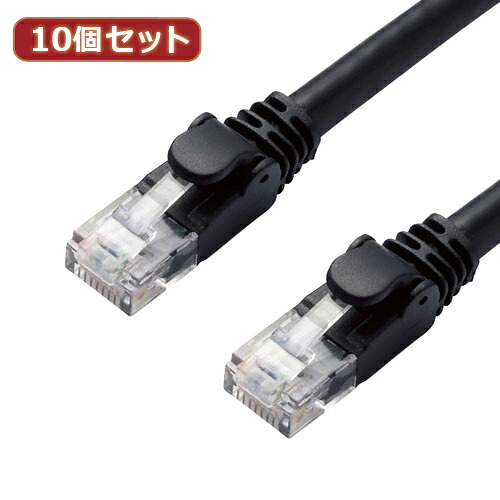 10個セットエレコム ローカルエリアネットワーク有線テレビ/CAT6A/標準尺度/1m/黒いこと LD-GPA/BK1X10