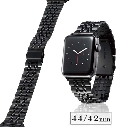 【予約販売5月8日入荷予定】エレコム Apple Watch 44mm ステンレスバンド 7連 ブラック AW-44BDSS7BK