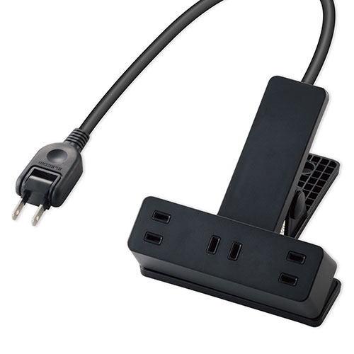 【5個セット】エレコム 延長コード 電源タップ コンセント 2P 3個口 2.5m クリップタイプ 雷サージ ホコリシャッター付 ブラック T-KF03-2325BKX5|ショップハナテック