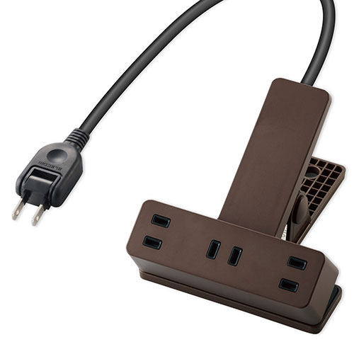 【5個セット】エレコム 延長コード 電源タップ コンセント 2P 3個口 2.5m クリップタイプ 雷サージ ホコリシャッター付 ブラウン T-KF03-2325BRX5|ショップハナテック
