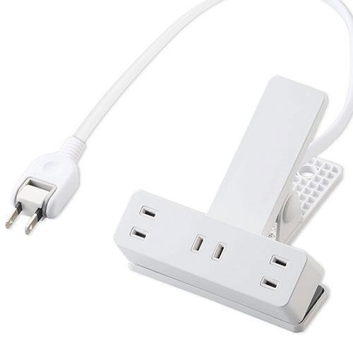 【5個セット】エレコム 延長コード 電源タップ コンセント 2P 3個口 2.5m クリップタイプ 雷サージ ホコリシャッター付 ホワイト T-KF03-2325WHX5|ショップハナテック