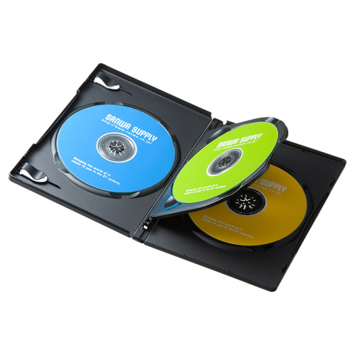 【5個セット(10枚&times;5)】 サンワサプライ DVDトールケース(3枚収納・10枚セット・ブラック) DVD-TN3-10BKNX5｜ショップハナテック