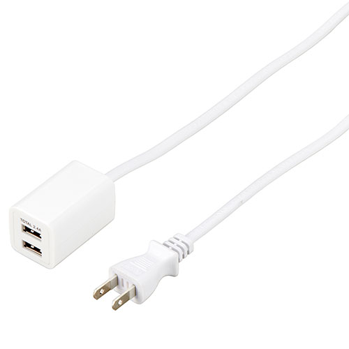 【10個セット】 YAZAWA USBタップ 2ポート 2.4A 1m ホワイト H72012UWHX10|ショップハナテック